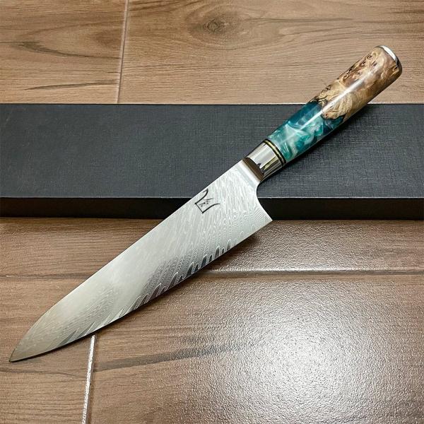 送料無料 即納 牛刀包丁 包丁 ダマスカス 67層 V金10号 200mm プロの切れ味をご家庭で 刃幅/47mm 刃渡り約205mm 刃 新生活 NK25C02