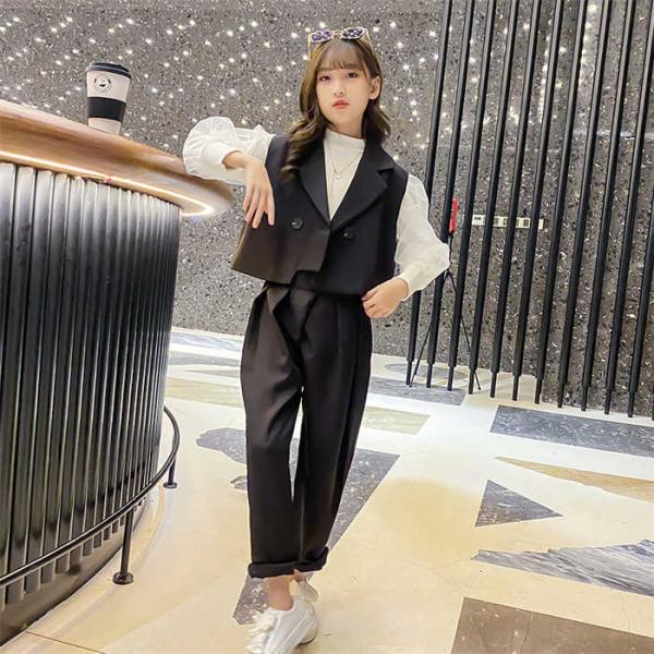 韓国子供服 女の子 スーツ セットアップ ベスト パンツ フォーマル