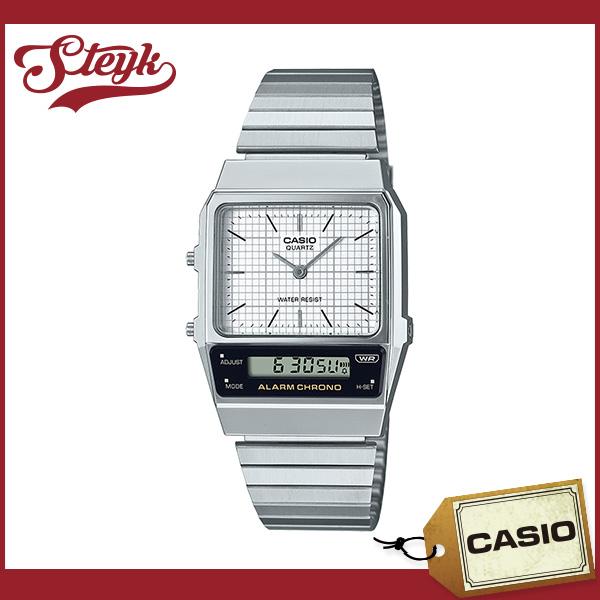 CASIO AQ-800E-7A カシオ 腕時計 アナデジ STANDARD スタンダード メンズ シルバー ホワイト