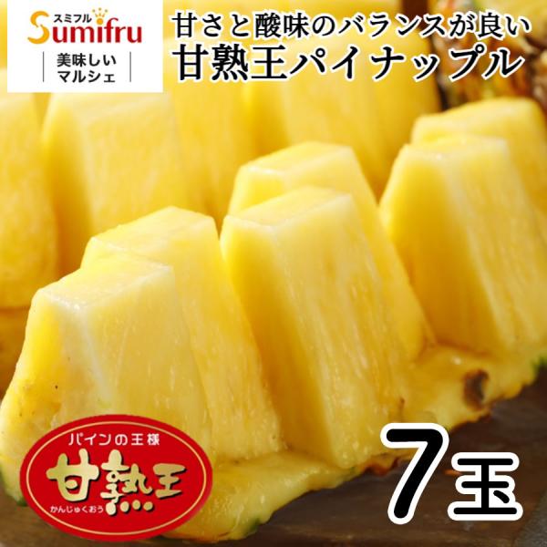 甘さと酸味のバランスがいいパインの王様「甘熟王」。一人で食べきれる小玉サイズの甘熟王パインを7玉お届けします。