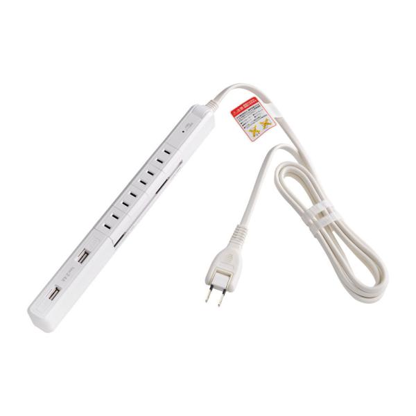 �G���p ELPA �X������]�^�b�v 4�� USB�|�[�g�t 2m �ϗ��T�[�W �z���C�g WBS-SL402USB(W)