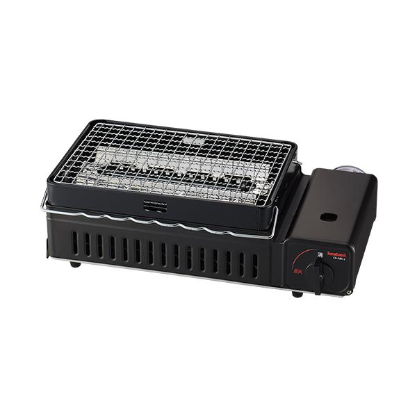 ■仕様・火力:2.3kW (2,000kcal/h)・使用ガス:イワタニカセットガス(別売)・点火方式:圧電点火方式・材質:本体/鋼板 (粉体塗装)、焼網/ステンレス、串焼きステー/スチール (メッキ加工)、受け皿/スチール (ホーロー加工...