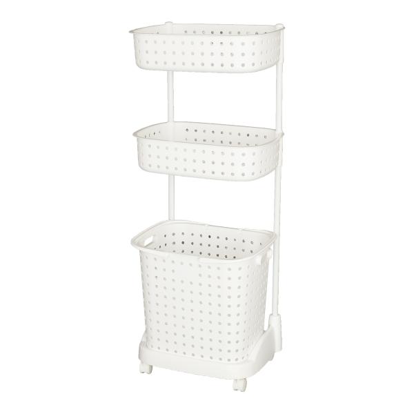 ■仕様・材質:本体/ポリプロピレン、支柱/鉄・上バスケサイズ:幅41.6×奥行28.4×高さ10.8cm・上バスケ耐荷重:(約)2kg・下バスケサイズ:幅34.8×奥行24.8×高さ36.5cm・下バスケ耐荷重:(約)10kg・製品サイズ(...