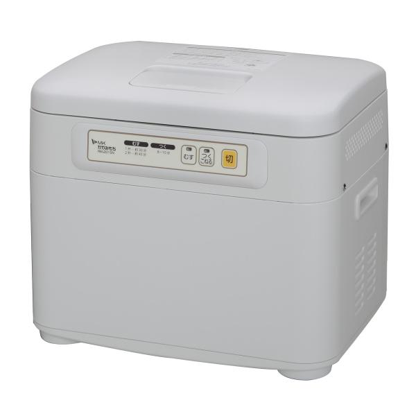 上蒸し方式でコシの強いおもちにつき上がります。むす機能でお赤飯・おこわができます。別売オプションの粉用羽根を使えば生地づくり、みそ羽根を使えばみそ豆ねりもできます。[仕様]色：ホワイト定格消費電力：むす 795W/つく 270/340W（5...