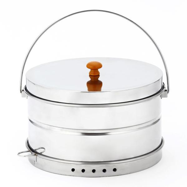 材質:本体/ステンレス、網/スチール(めっき)、木製つまみ/天然木製品サイズ(mm)縦×横×高さ:290×295×185製品重量(g)1100●円筒型のスモーカーです。●網も大きめ(φ25cm)で色々な食材をならべて、一度にスモークすること...