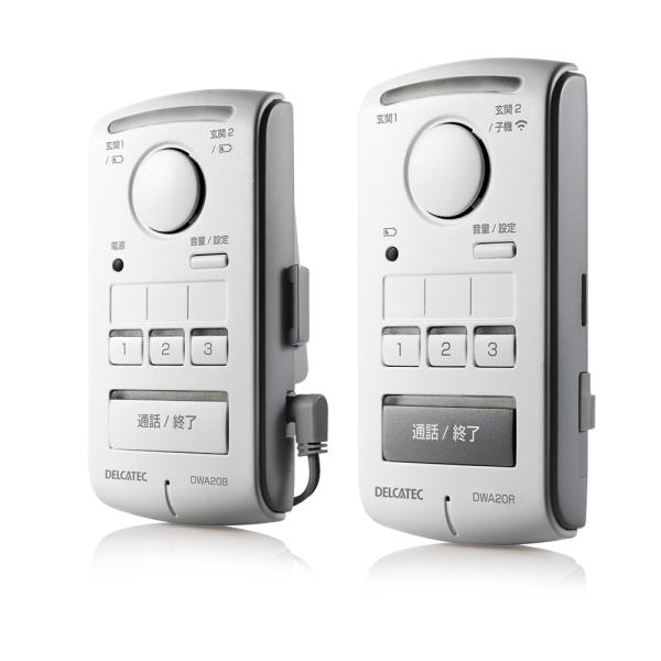 ■仕様・室内機(親):外寸/高さ120mmx幅60mmx奥行24.4mm、質量/約0.08kg(壁掛けスタンドを除く)・室内機(子):外寸/高さ120mmx幅60mmx奥行24.4mm、質量/約0.12kg(壁掛けスタンドを除く)・無線通信...