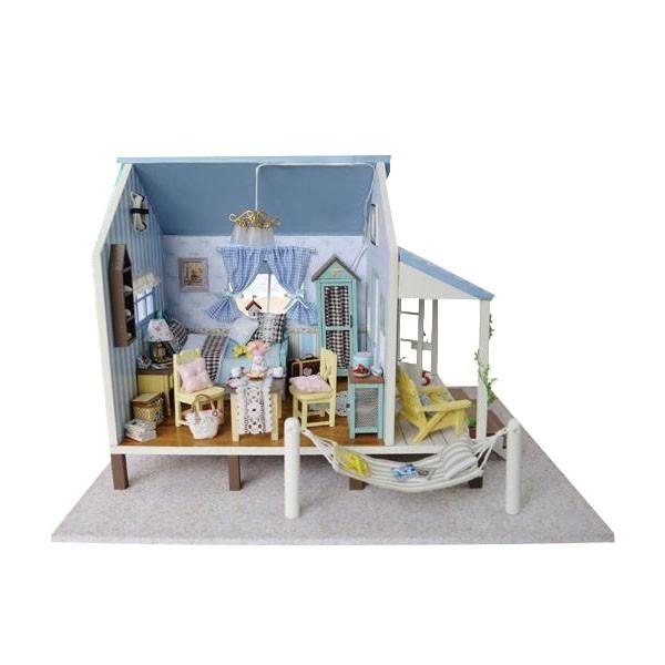 More Fun 公式ストア 海岸沿いの別荘 オルゴール ミニチュアハウス手作りキット 代引き Ledライト付き 同梱不可 A 001