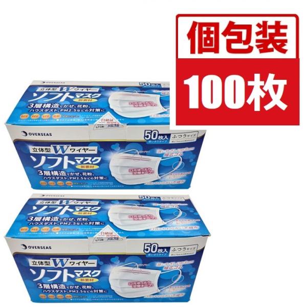 2セット 使い捨てマスク 個別包装 50枚入 おすすめマスク 不織布