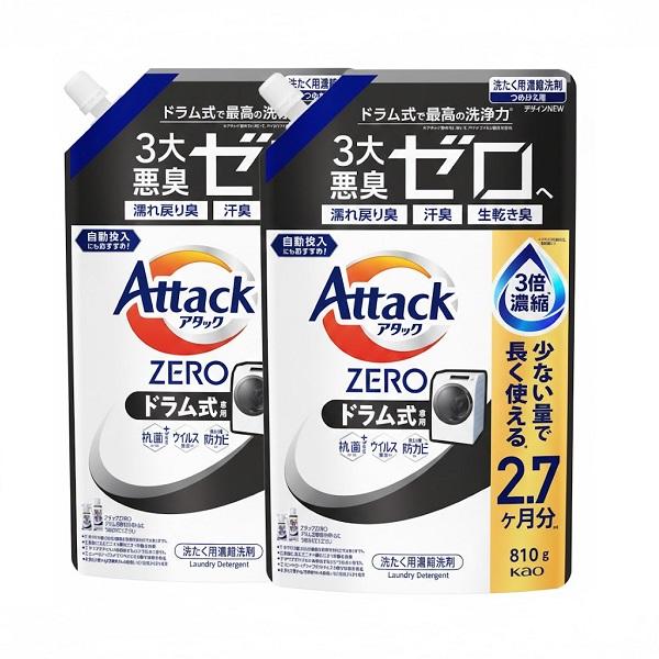 2セット 花王 アタックZERO ドラム式専用 つめかえ用 810g ×2セット