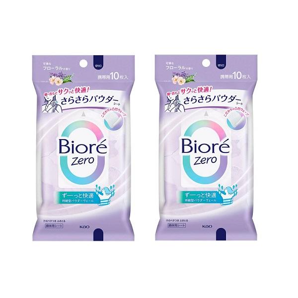 【5個計50枚】花王 ビオレＺｅｒｏさらさらパウダーシート 可憐なフローラルの香り 10枚入り 汗拭きシート 発汗 ボディシート