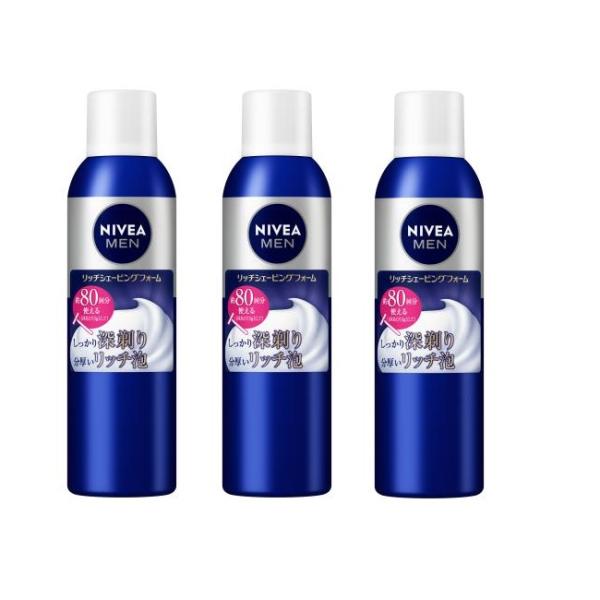 (3セット) NIVEA ニベアメン リッチシェービングフォーム 245g 髭剃り ヒゲ スキンケア 男性 メンズ 泡 フォーム コラーゲン グリセリン 深剃り 保湿 花王