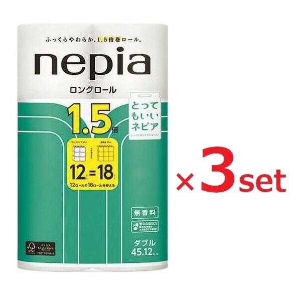 3�܃Z�b�g     �l�s�A �����O �g�C���b�g���[�� �_�u�� 45m 12���[�� ×3�Z�b�g nepia �g�C���b�g�y�[�p�[ �_�u�� �����O