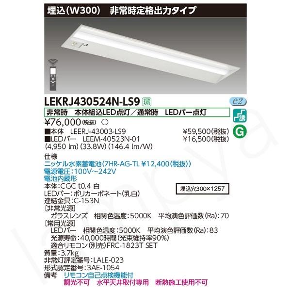 LED非常灯 非常用照明器具 セット  LEKRJ430524NLS9（LEERJ-43003-LS9+LEEM-40523N-01）LEKRJ430524N-LS9 東芝ライテック