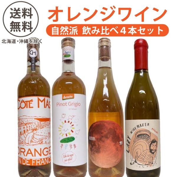 自然派 オレンジワイン 飲み比べ4本セット 詰め合わせ  お試し フランス スペイン イタリア チリ