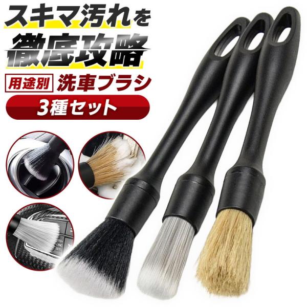 洗車ブラシ ディテールブラシ 3本セット 車 掃除 クリーニング 外装 内装 ホイール エンブレム エアコン 隙間 埃取り 汚れ落とし 傷防止 プロ仕様 ソフト ハード