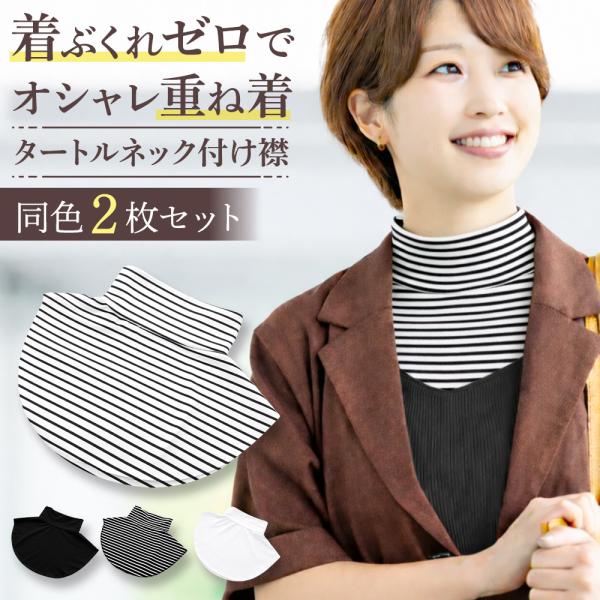付け襟 シンプル タートルネック 2枚セット つけ襟 スタンドカラー