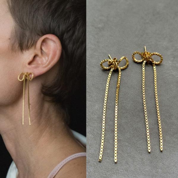SASKIA DIEZ（サスキアディツ） GOLD BOW ピアス ボウ リボン チェーン