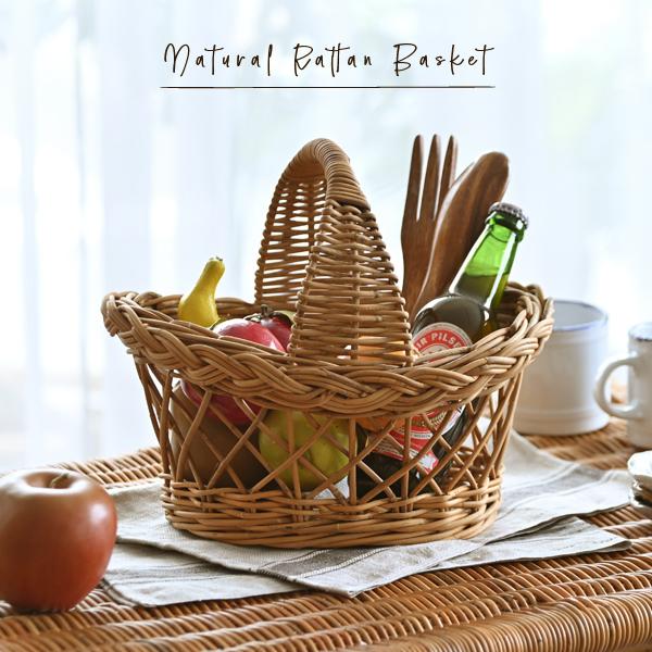 ラタンバスケット 籐かご 小物入れ 収納 ナチュラル 北欧 GK784ME 爆買