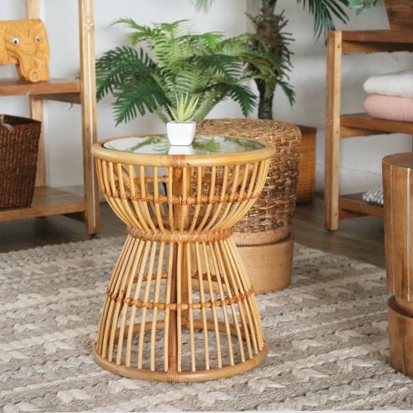 ハワイラブ　ホワイトラタン ガラス天板 ローテーブル ハワイラブ ホワイトラタン ガラス天板 ローテーブル ハワイラブ