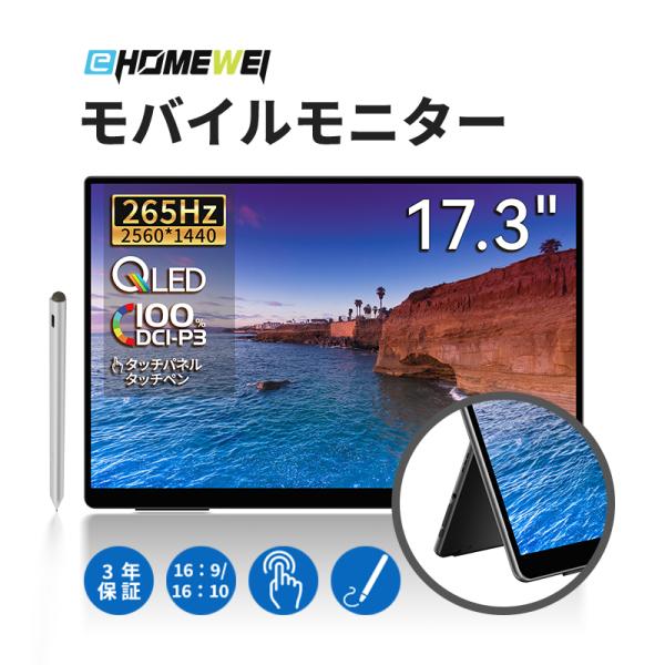 EHOMEWEI モバイルモニター EHOMEWEI RQHG-173PW ゲーミングモニター