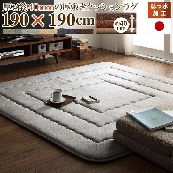 クッションラグ 厚み40mmのふっくら厚敷きクッションラグ 190×190cm : LANRANヤフー店