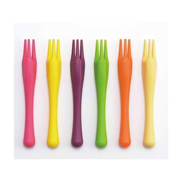 ピックフォーク ６本組(40072)カラフル ビタミンカラー フルーツ 食事 パーティー オードブル アウトドア PICK FORK 楊枝 樹脂 食洗器対応【日本製】