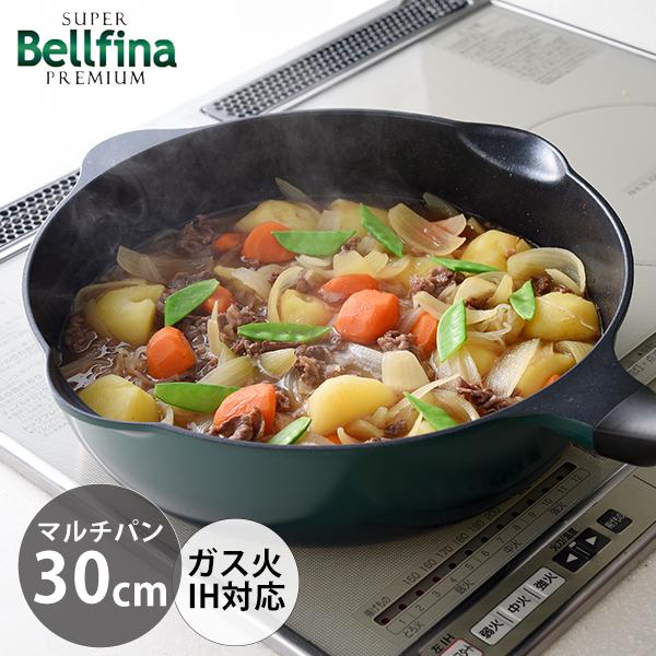スーパーベルフィーナプレミアム マルチパン30cm (A-78092) フライパン 大きめ 軽い 軽量  沸かす 焼く 煮る 炒める 揚げる 茹でる 緑 PFOAフリー【IH対応】