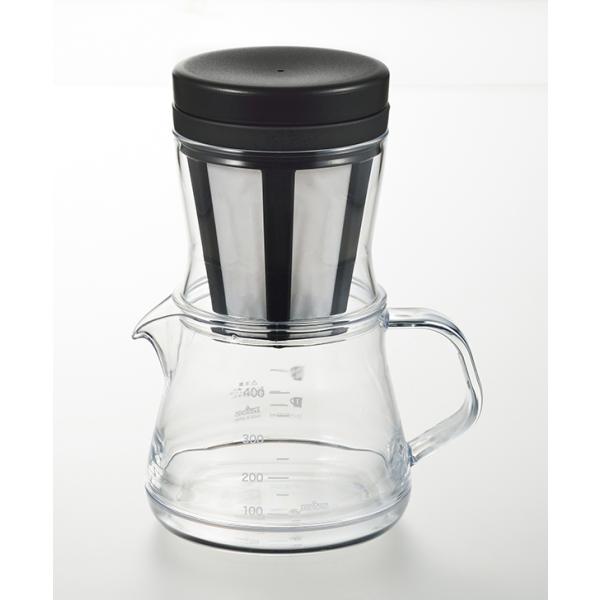 コーヒーサーバーストロン400ml 2WAYドリッパーセット(ブラック)(TW-3757)約3杯分 計量スプーン付 急須  割れにくい 食洗器対応【日本製】