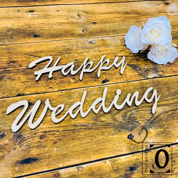 ^[oi[  EFfBO  ؐ Happy Wedding nbs[EFfBO Ebhoi[ wood banner IWi 