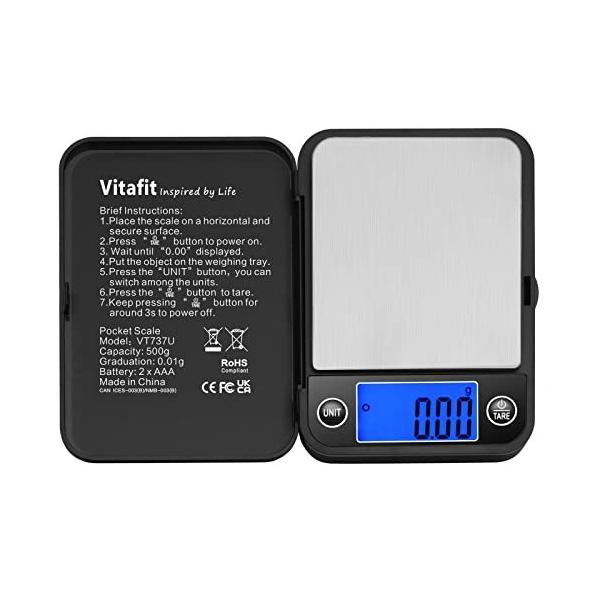 Vitafit Scale Digital Pocket Scale,500g by 0.01g,Digital Grams Scale,Food S