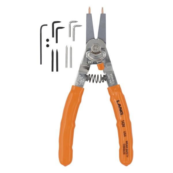 LANGTOOLS ラングツール 軸穴兼用 スナップリングプライヤー ストレート・90度爪交換式 7-51mm対応 全長200mm 1434