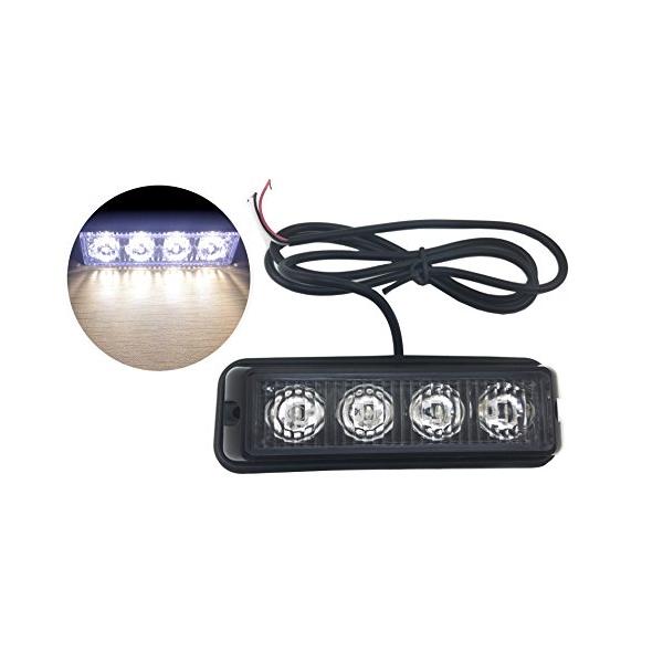 TASWK 4 LED電球防水緊急警告ストロボライト（白）