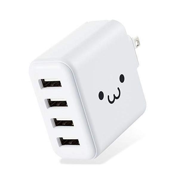 エレコム MPA-ACU13WF  ホワイトフェイス USB コンセント 充電器 合計24W USB-A×4