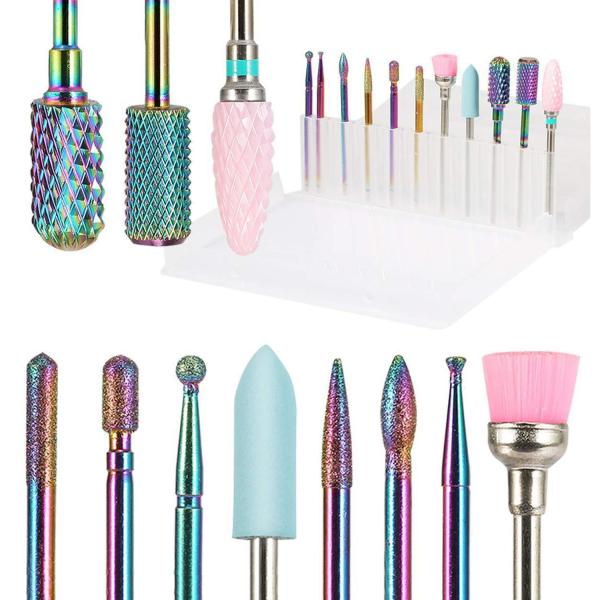 【商品説明】・【11本セットでフル対応】甘皮処理・ジェルオフ・爪磨き・爪整形など、ネイルケアのあらゆる工程に対応。用途ごとに選べる11種類のビットが揃った充実のセット。・【華やかなレインボーカラー】美しい虹色コーティングが施されたビットは、...