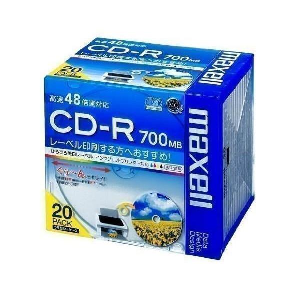 マクセル(maxell) CDR700S.WP.S1P20S データ用 CD-R 700MB 1回記録 プリンタブル 48倍速 20枚