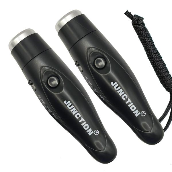 【商品仕様】≪商品サイズ≫約140mm×約40mm×約40mm≪商品重量≫約71g≪材質≫PVC≪電池≫CR2032ボタン電池×4個（別売）≪カラー≫ブラック【商品説明】・最大120dbの大音量・3種類の音色を切り替えられる・口を使わないの...