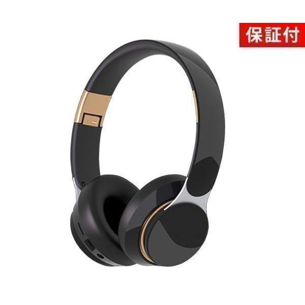 2個セット ◆3ヶ月保証付◆ ヘッドホン ブラック×ゴールド イヤホン ワイヤレス Bluetooth 5.0 密閉型 マイク 折りたたみ ((S