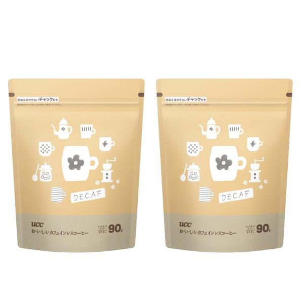 2個セット UCC おいしいカフェインレスコーヒーインスタントコーヒー 袋 90g