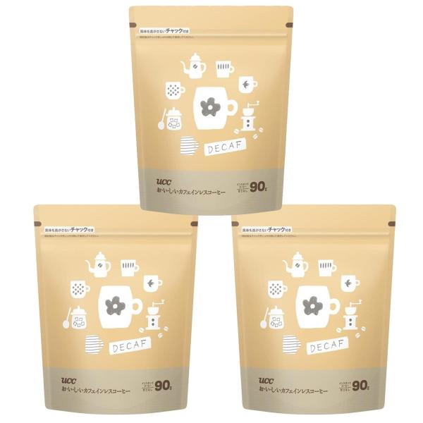 3個セット UCC おいしいカフェインレスコーヒーインスタントコーヒー 袋 90g