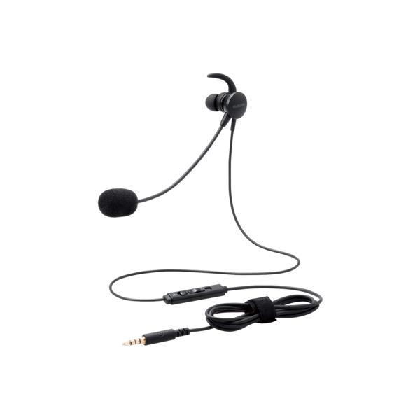 他サイト： エレコム HS-EP16TBK ヘッドセット マイクアーム付 4極 ミニプラグ インナーイヤー 片耳 変換ケーブル付 ブラック ELECOMの商品画像