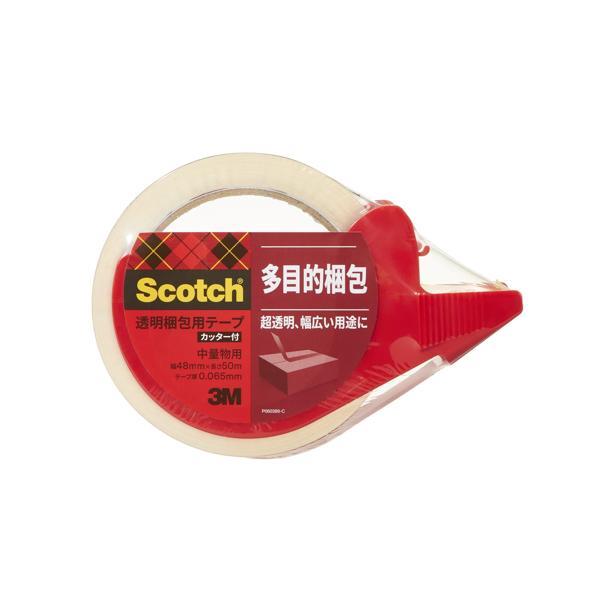 3M スリーエム 313D 1PN 透明梱包用テープ カッター付 48mm x 50m