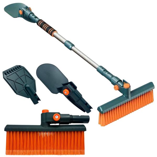 【商品説明】これ1本で「除雪ブラシ・アイススクレーパー・雪かきスコップ・雪落とし」の4役。車や玄関先など幅広く活躍します。ブラシは360°回転・90°可動で隅々まで除雪しやすく、T字型にも変形可能。ABS樹脂×アルミ合金で軽量・頑丈、EVA...