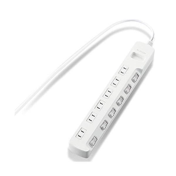 他サイト： エレコム 電源タップ 個別スイッチ 省エネ スイングプラグ 6個口 2m ホワイト T-E5A-2620WHの商品画像