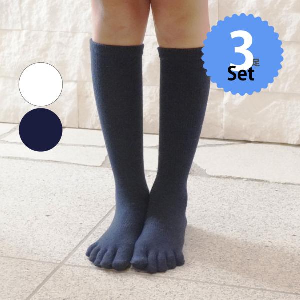 送料当社負担 5本指ソックス 16-18cm 19-21cm 3足セット キッズ ベーシック ハイソックス 10144 抗菌防臭加工 おまとめ 日本製 五本指 スクール 靴下 LASANTE