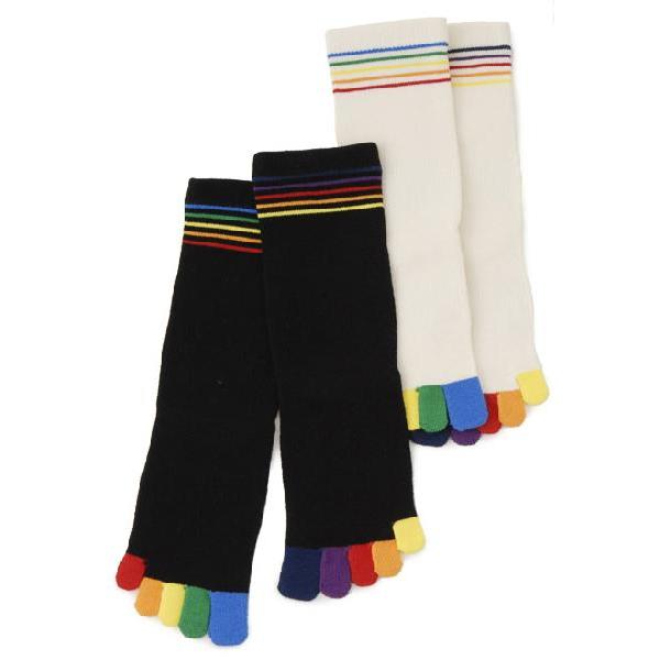 5本指ソックス クルー 24-26cm カラフル 3970 虹 レディース メンズ 五