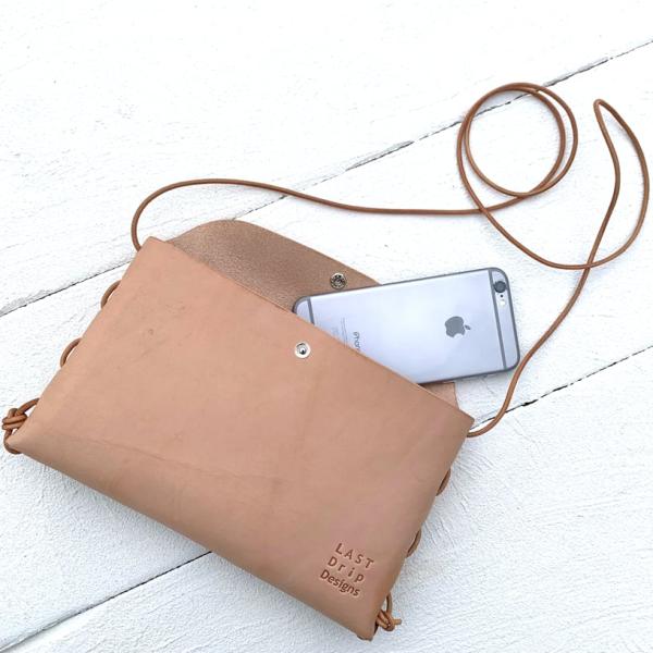 【美品】ブラック 本革 トランク スマホショルダー LAST Drip Designs 本革 スマホショルダー 横 ヨコ ショルダーバッグ