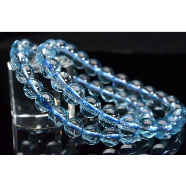 透明高品質 ブルートパーズ　7mm　ブレスレット◆グラム220円◆_B427-7