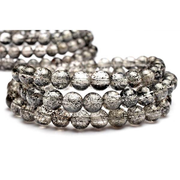 ★リッチオージャイトwithガーネットinクォーツ16.6ミリビーズF(SA+) 希少共生 オージャイトガーネットインクォーツ 6mm 3連タイプ