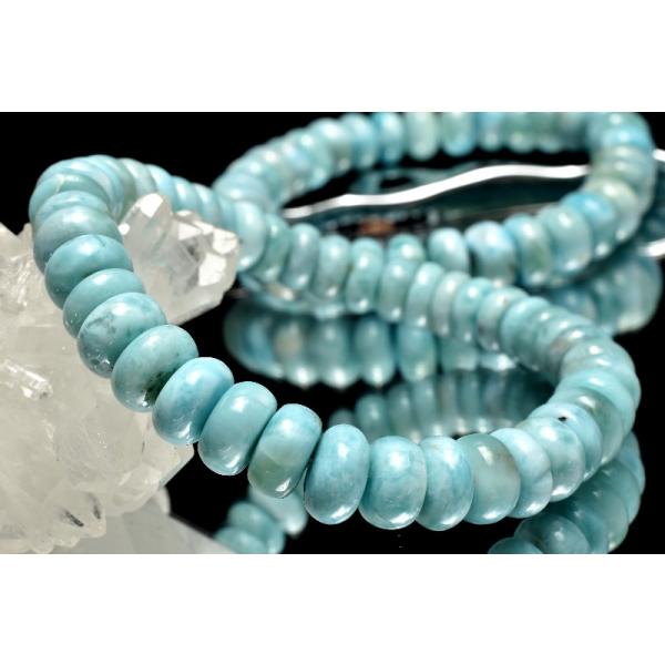 癒しの波模様！ ラリマー 4-5.5X9mm ボタン ブレスレット 1個売り