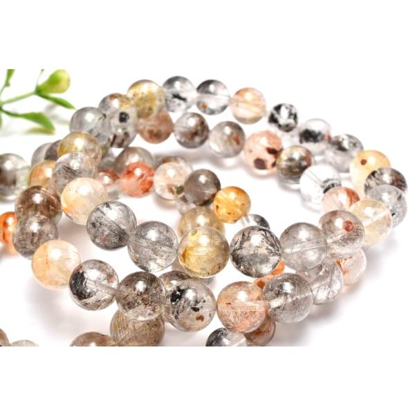 クリスマスセール　エレスチャル&ライモナイト　デザインブレスレット ヒマラヤ産◇ライモナイト共生 エレスチャルクォーツ 11.5mm